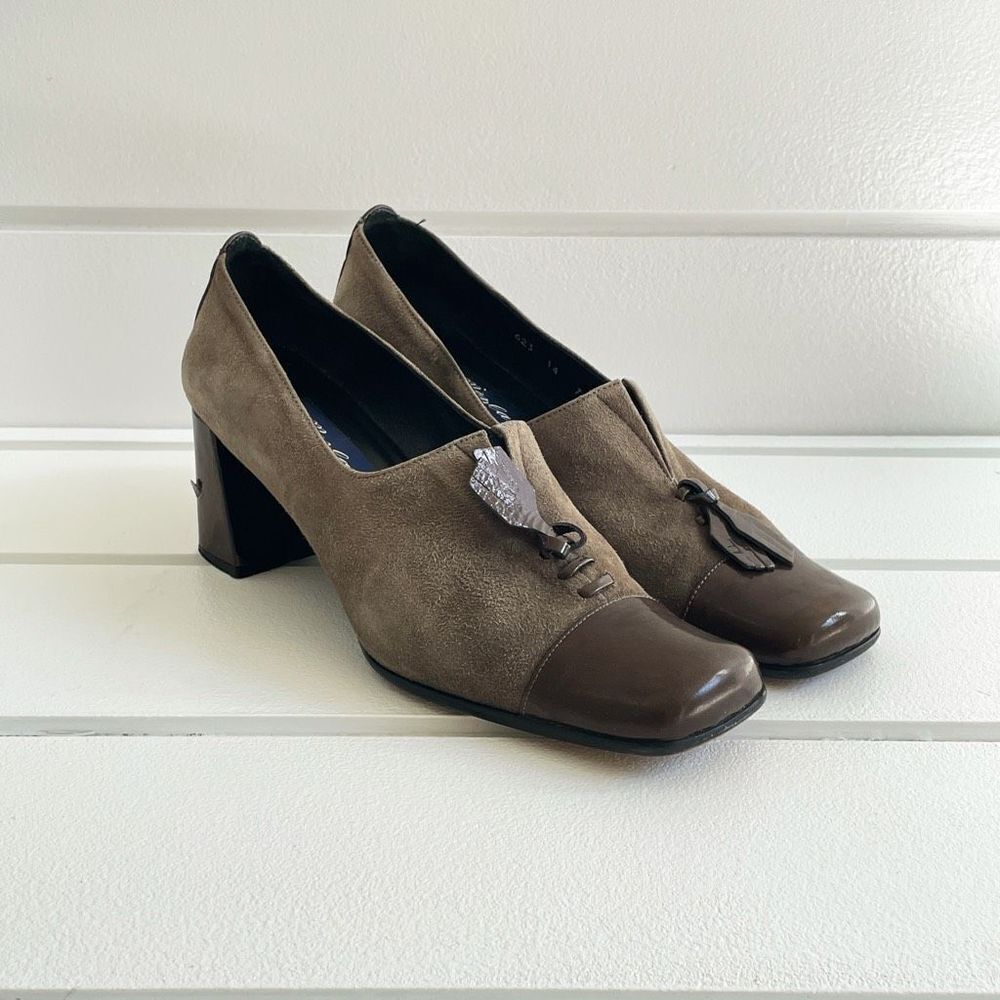 Mezlan Women’s Vintage Suede Patent Leather Cap Toe Tassel Pumps Size 7.5